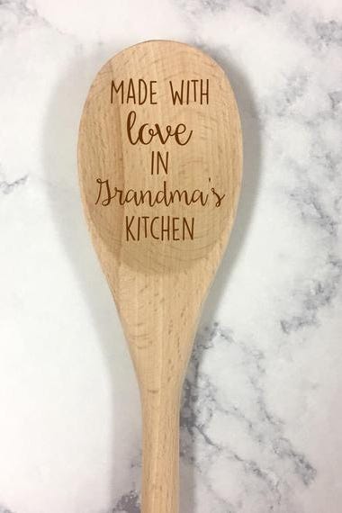 Mother in Law Personalized Wooden Spoons Mom/'s Kitchen Wooden Spoon Customized Grandma Mothers Day Gift Made with Love Gift for Mom